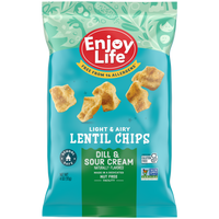 allergy friendly dill & sour cream lentil chips packaging